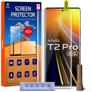 FAVJIP Edge to Edge 3D Curved Tempered Glass Screen Protector for Vivo T2 Pro 5G with Easy Installation Kit - Pack of 1
