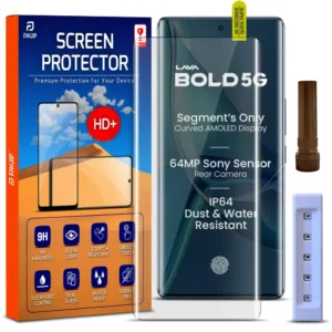 FAVJIP Edge to Edge UV Liquid Glue 3D Curved Tempered Glass Screen Guard Protector for Lava Bold 5G with Easy Installation Kit - Pack of 1