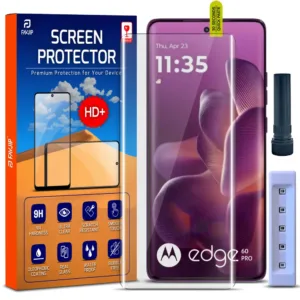 FAVJIP Edge to Edge UV Liquid Glue Quad Curved Tempered Glass Screen Guard Protector for Moto Edge 60 Pro 5G with Easy Installation Kit - Pack of 1