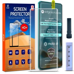 FAVJIP Edge to Edge UV Liquid Glue 3D Curved Tempered Glass Screen Guard Protector for Moto Edge 60 Fusion 5G with Easy Installation Kit - Pack of 1