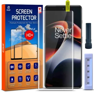 FAVJIP Edge to Edge UV Liquid Glue 3D Curved Tempered Glass Screen Guard Protector for OnePlus 11R 5G with Easy Installation Kit - Pack of 1