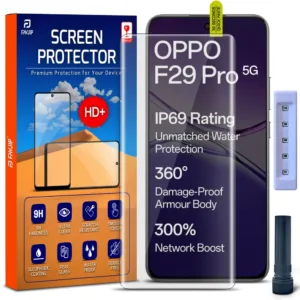 FAVJIP Edge to Edge UV Liquid Glue Quad Curved Tempered Glass Screen Guard Protector for Oppo F29 Pro 5G with Easy Installation Kit - Pack of 1
