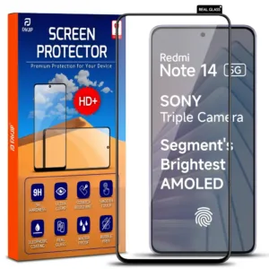 FAVJIP Edge to Edge Tempered Glass Screen Guard Protector for Redmi Note 14 5G with Easy Installation Kit - Pack of 1