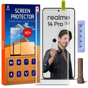 FAVJIP Edge to Edge UV Liquid Glue 3D Curved Tempered Glass Screen Guard Protector for Realme 14 Pro 5G with Easy Installation Kit - Pack of 1