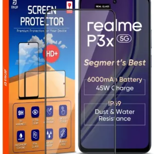FAVJIP Edge to Edge Tempered Glass Screen Guard Protector for Realme P3x 5G with Easy Installation Kit - Pack of 1