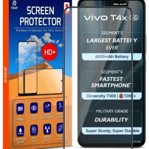FAVJIP Edge to Edge Tempered Glass Screen Guard Protector for Vivo T4x 5G with Easy Installation Kit - Pack of 1