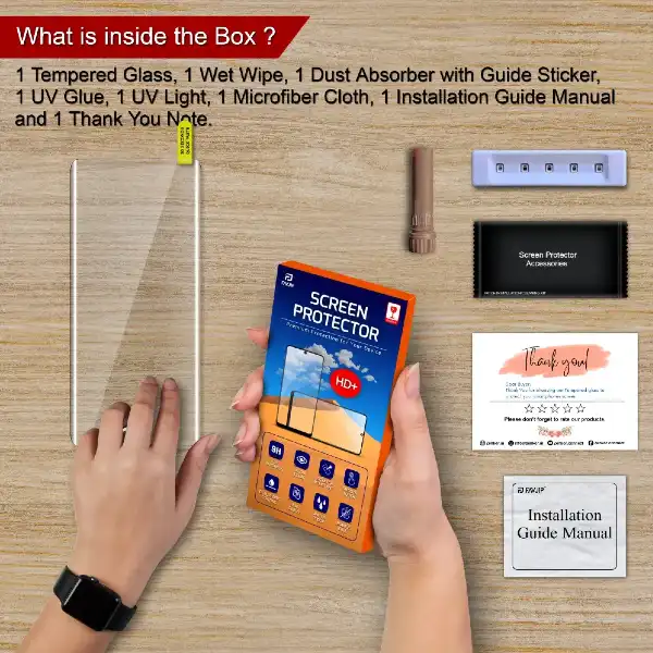 Edge to Edge Tempered Glass Screen Guard Protector inside the box