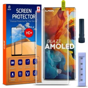 FAVJIP Edge to Edge Tempered Glass Screen Guard Protector for Lava Blaze Amoled 5G with Easy Installation Kit