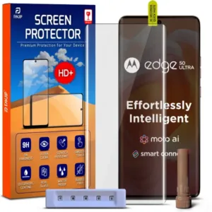 FAVJIP Edge to Edge Tempered Glass Screen Guard Protector for Motorola Edge 50 Ultra 5G with Easy Installation Kit