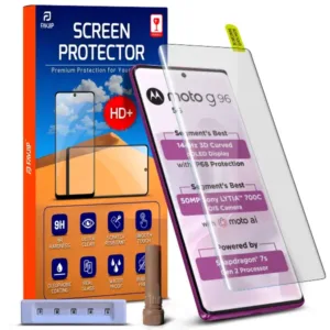 FAVJIP Edge to Edge Tempered Glass Screen Guard Protector for Moto G96 5G with Easy Installation Kit