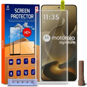 FAVJIP Edge to Edge Tempered Glass Screen Guard Protector for Motorola Signature 5G with Easy Installation Kit