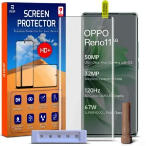 FAVJIP Edge to Edge Tempered Glass Screen Guard Protector for Oppo Reno 11 5G with Easy Installation Kit