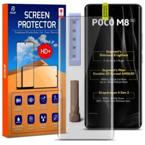 FAVJIP Edge to Edge Tempered Glass Screen Guard Protector for Poco M8 5G with Easy Installation Kit