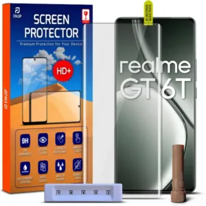 FAVJIP Edge to Edge Tempered Glass Screen Guard Protector for Realme GT 6T 5G with Easy Installation Kit