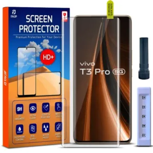 FAVJIP Edge to Edge Tempered Glass Screen Guard Protector for Vivo T3 Pro 5G with Easy Installation Kit