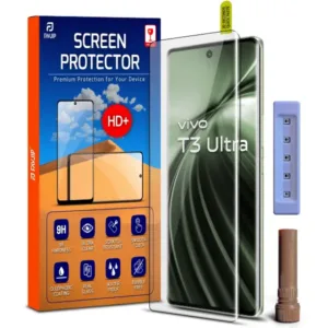 FAVJIP Edge to Edge Tempered Glass Screen Guard Protector for Vivo T3 Ultra 5G with Easy Installation Kit