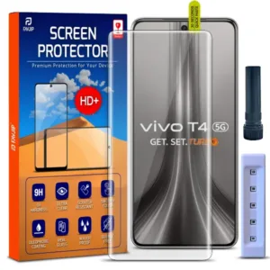 FAVJIP Edge to Edge Tempered Glass Screen Guard Protector for Vivo T4 5G with Easy Installation Kit