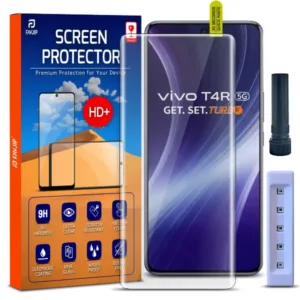 FAVJIP Edge to Edge Tempered Glass Screen Guard Protector for Vivo T4R 5G with Easy Installation Kit