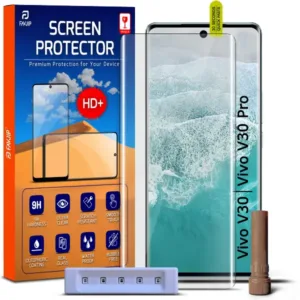 FAVJIP Edge to Edge Tempered Glass Screen Guard Protector for Vivo V30 Pro 5G with Easy Installation Kit