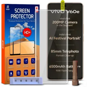 FAVJIP Edge to Edge Tempered Glass Screen Guard Protector for Vivo V60e 5G with Easy Installation Kit