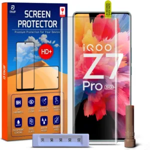 FAVJIP Edge to Edge Tempered Glass Screen Guard Protector for iQoo Z7 Pro 5G with Easy Installation Kit