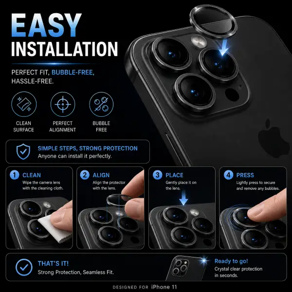 Camera glass protector installation image