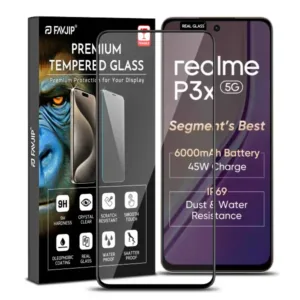 FAVJIP Edge to Edge Tempered Glass Screen Guard Protector for Realme P3x 5G with Easy Installation Kit