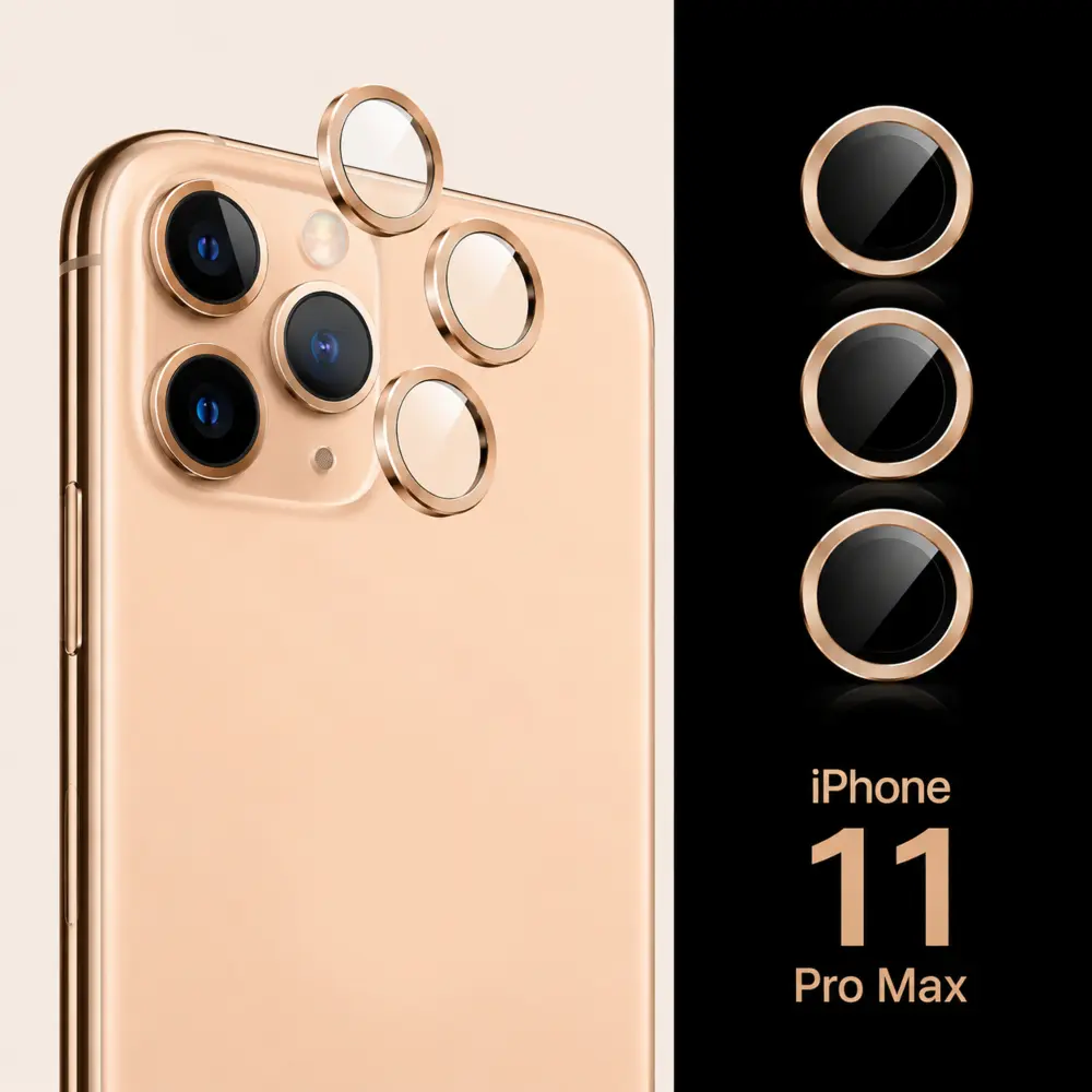 iPhone 11 pro max camera lens protector glass golden main image A1