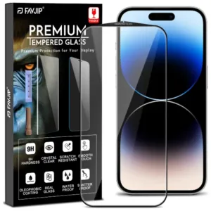 FAVJIP Edge to Edge Tempered Glass for iPhone 14 Pro 5G with Easy Installation Kit