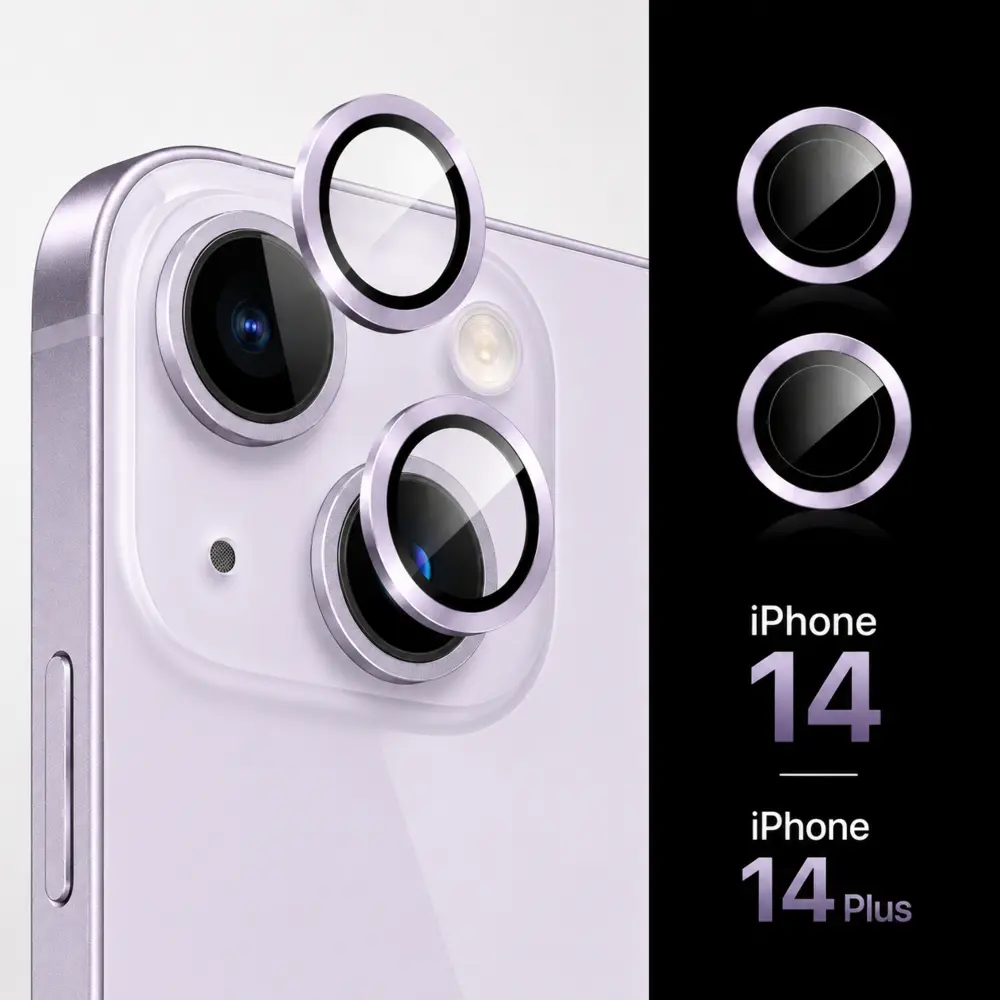 iPhone 14 and 14 plus camera lens protector glass prefic purple main image A1