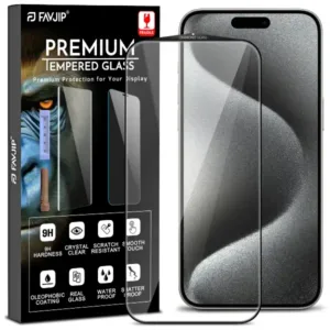 FAVJIP Edge to Edge Tempered Glass for iPhone 15 Pro Max 5G with Easy Installation Kit