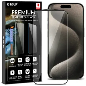 FAVJIP Edge to Edge Tempered Glass for iPhone 15 Pro 5G with Easy Installation Kit