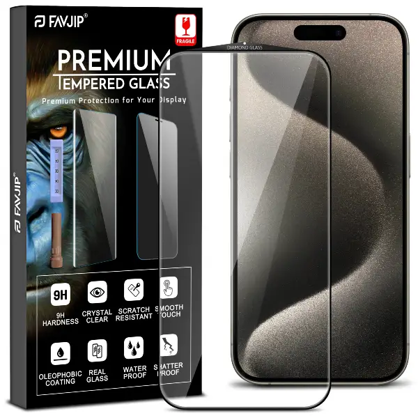 iPhone 15 Pro Tempered Glass Screen Guard Protector