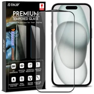 FAVJIP Edge to Edge Tempered Glass for iPhone 15 5G with Easy Installation Kit