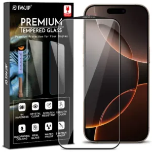 FAVJIP Edge to Edge Tempered Glass for iPhone 16 Pro 5G with Easy Installation Kit
