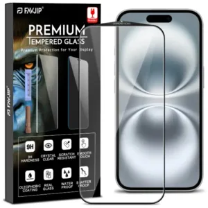 FAVJIP Edge to Edge Tempered Glass for iPhone 16 5G with Easy Installation Kit