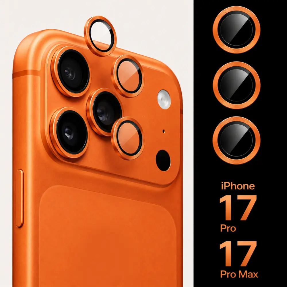 iPhone 17 pro and 17 pro max camera lens protector glass mist orange front image A1